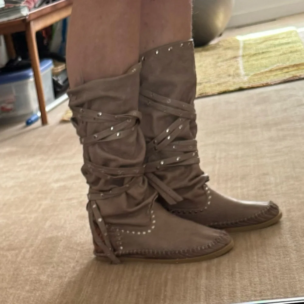LEATHER  Slouch women’s boots - Picture 4 of 10